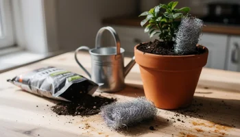 Een staalwol-spons in de potgrond: waarom dit wordt aangeraden en waar het goed voor is