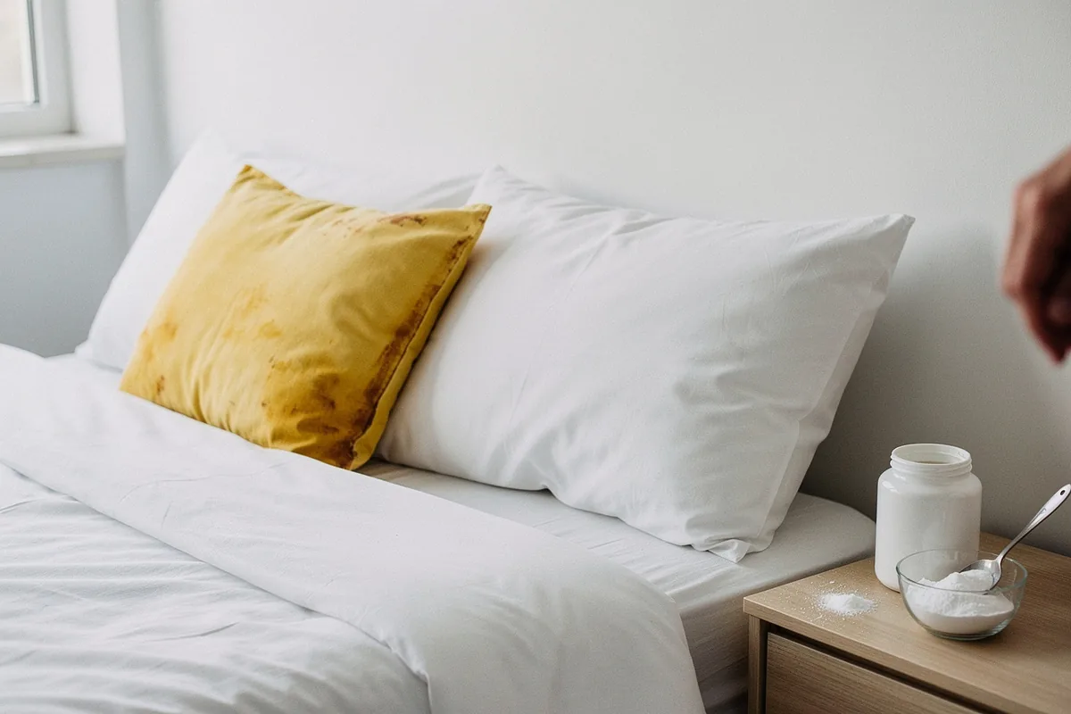 Gele kussenslopen verdwijnen: zo maak je kussens weer stralend wit met 1 eetlepel baking soda