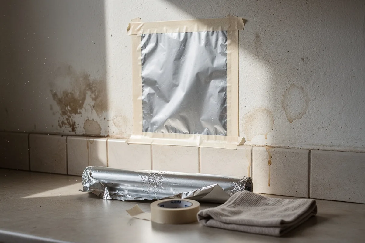 Papier aluminium op de muur om vocht op te sporen in 24–48 uur: zo doe je dat